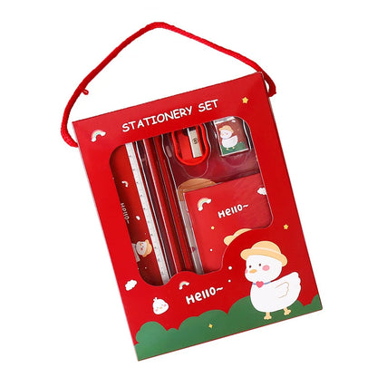 6Pcs Creative Children Stationery Set Cartoon Pencil Sharpener Eraser Note Book Ruler Pencil Kawaii School Supplies Gifts