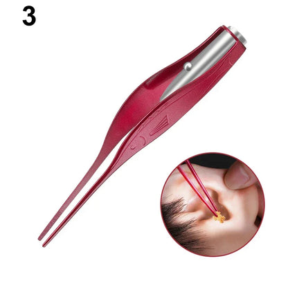 Baby Ear Cleaner Tweezer Soft Ear Picks LED Flash Light Ear Wax Curette Picker Ear Cleaning Tool Ear Wax Dig Removal Earpick Set