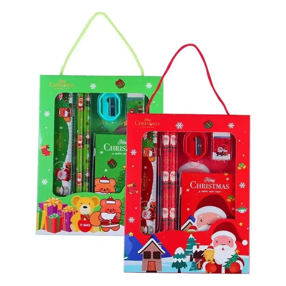 Pencil Stationery Set GIfted By Santa Claus Children Student Office Supplies Kawaii Kids Prize Birthday Christmas New Year