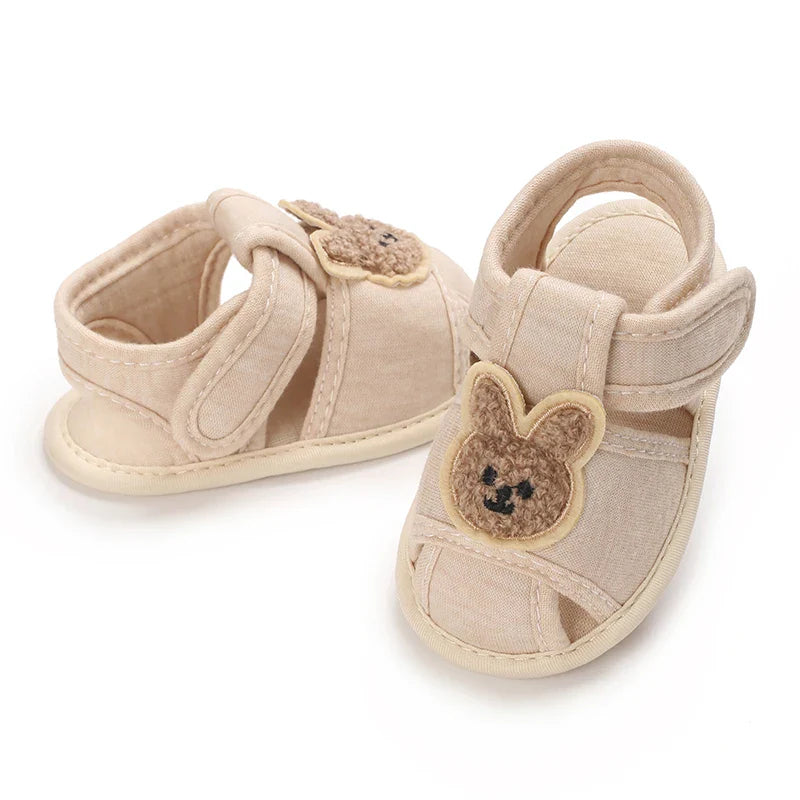 Summer Baby Walking Shoes Baby Shoes Male Sandals Female Cute Cartoon Breathable Shoes Soft Sole Non slip Shoes Headband