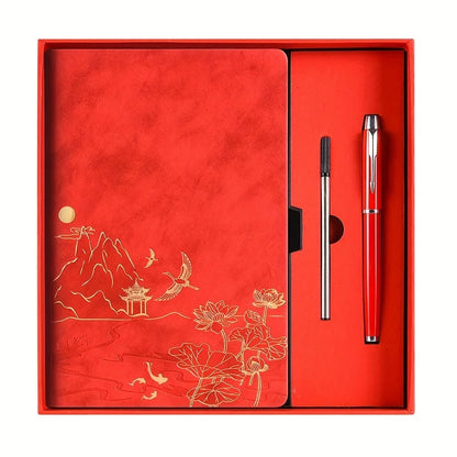 Notebook Set Single Book and Set Selection, Skin Feel and Color Changing PU Material Cover A5 Work Notebook Gift Box Set