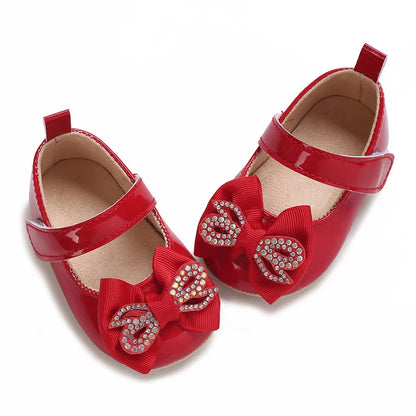 Spring and Autumn Bow Mary Jane Princess Shoes  Baby Girl Rubber Bottom Anti slip Sneaker