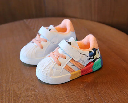Mickey Minnie Children Casual Shoes Girls Boys Sneakers Kids Breathable Soft Sport Shoe Baby Toddler Outdoor Sneaker Spring