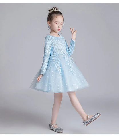 Fashion Flower Girl Dresses for Weddings Lace Long Sleeve Children Bridesmaid Dresses Spring Autumn Girls Party Dress 3-12 Years