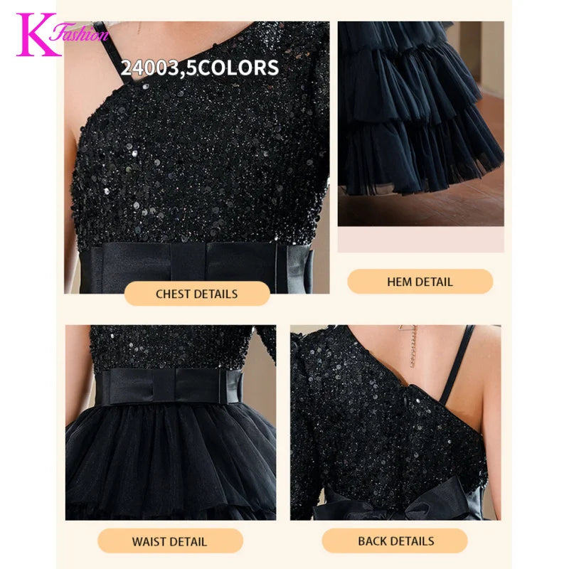 Girls' Long Princess Dress For Birthday Party Children's Fashion Show Dress Performance Evening Gown Clothing For Kids 4-12Y