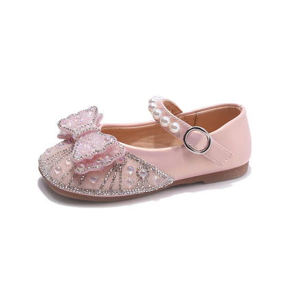 Children's Leather Shoes Bling Sequins Bowknot Princess Shoes for Girls Sweet Chic Kids Causal Wedding Shoes Shallow Versatile
