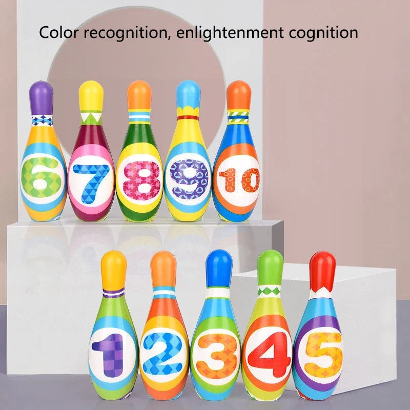Child Bowling Toys Sets Toddlers Fun Educational Games Safe Soft PU Cotton Bowling Pins And Balls Kids Outdoor Indoor Sports