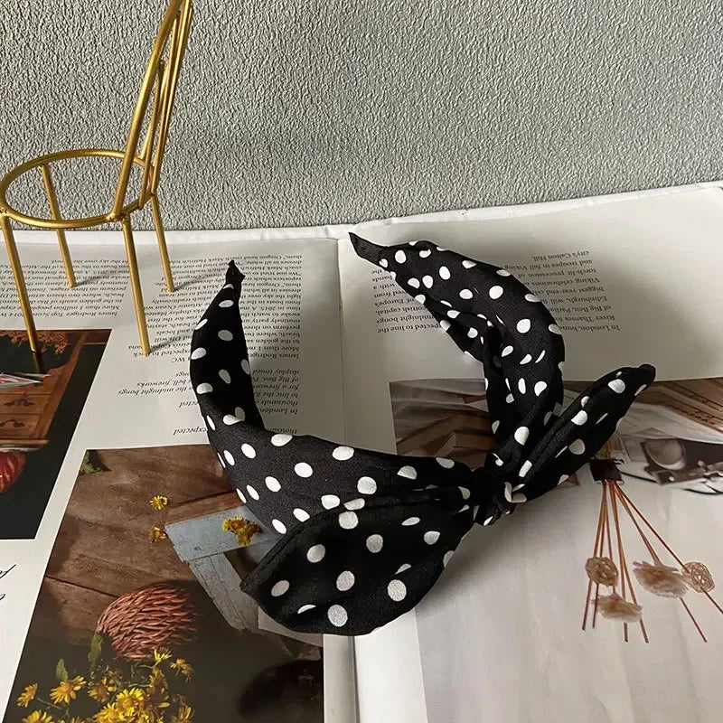 Fashion Hair Accessories Trend Women's Wide Headband Bow Knot Cross Sweet Style Polka Dot Hairband Cute Hoop Headwear