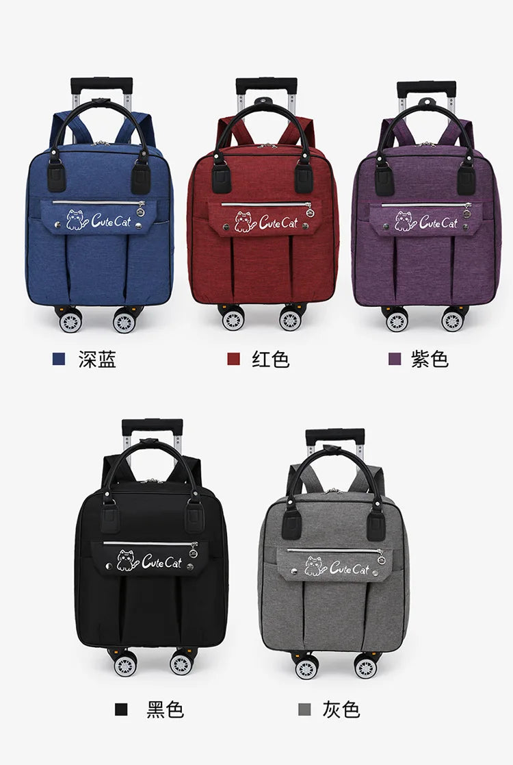 Portable Travel Luggage Bags 4 Wheels Big Capacity Unisex Trolly Travel Duffels Men New Rolling Suitcase Women Wheel Travel Bags