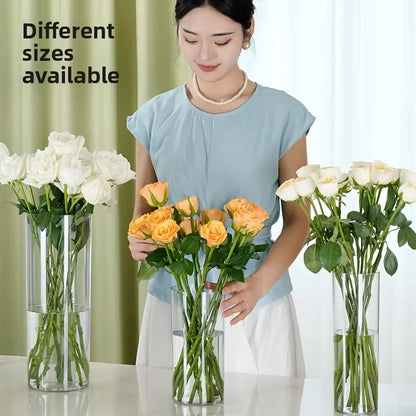 Transparent Acrylic Cylinder Vase,Living Room Flower Arrangement,Straight Tube Vase,Home Hydroponic Plant Container,For Flower