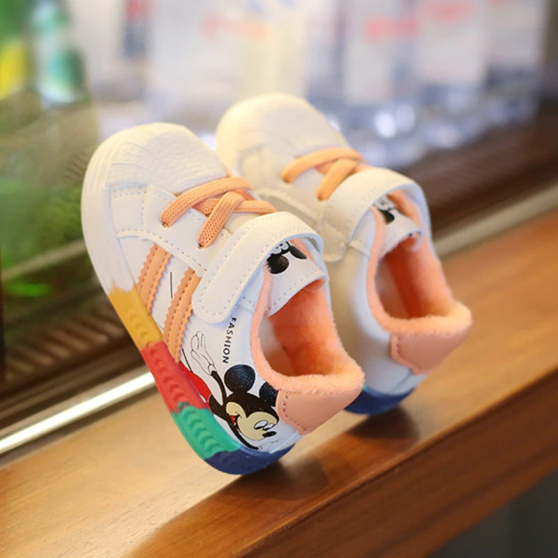 Mickey Minnie Children Casual Shoes Girls Boys Sneakers Kids Breathable Soft Sport Shoe Baby Toddler Outdoor Sneaker Spring