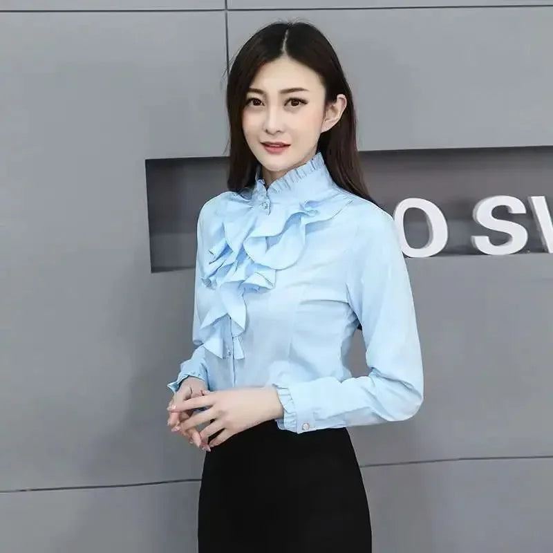 Women Blouse Lace Stand Collar Shirt Women Long Sleeve Autumn  Winter Top Shirt Blusas Ropa De Mujer