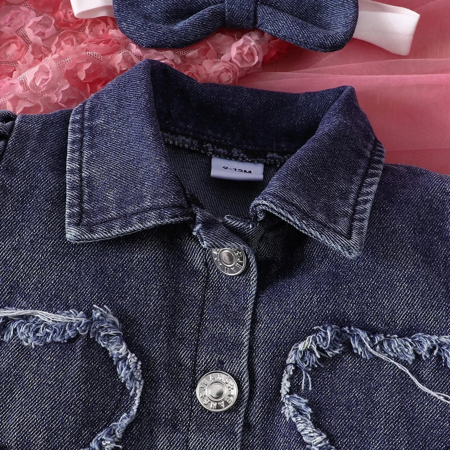 Summer 0-6Y Kids Clothes Girls Denim Collar Short Jacket 2pcs Set Sling Dress Bowknot Tulle Puff Skirt Girl Outfit