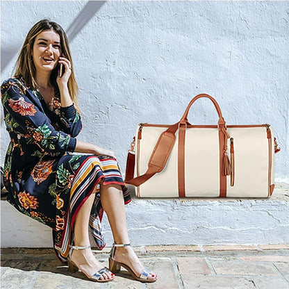 Travel Luggage Bag with Shoe Compartment Large Capacity Portable Duffle Bag Women's Foldable Suitbag Waterproof Clothes Totes