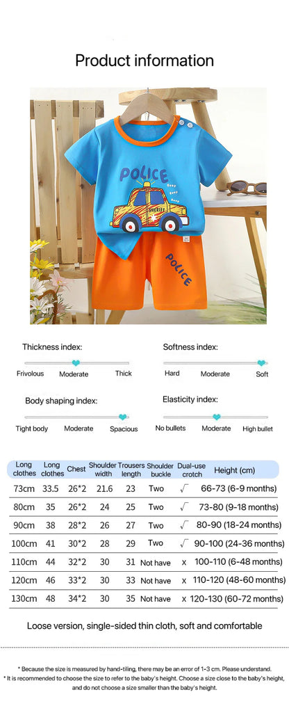 1 Sets Pure Cotton Kids Cartoon Clothing Summer Baby Fashion Short Sleeve Suits Boys Girls T-Shirts+Shorts Children Outfits