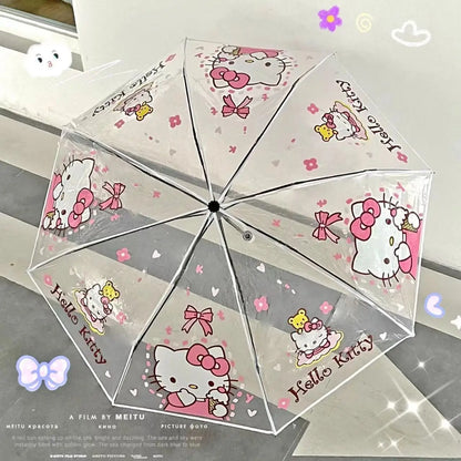 Sanrio Kuromi Folding Umbrella Cinnamoroll Printed Windproof Kawaii Mini Storage Girl Gift Rainy Outing Portable Lightweight Y2K