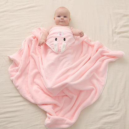 0-3 Years Unisex Baby Bathrobe Flannel Cape Cartoon Boys Girls Hooded Bathrobe Newborn Shower Gift Wrap Swaddling Bath Towel