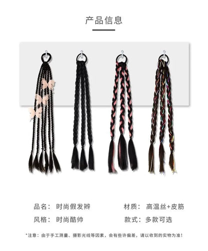 Children's boxing braids, wigs, headband, internet famous hot girls tie their hair, braids, rubber bands, girls' long hair, dirt