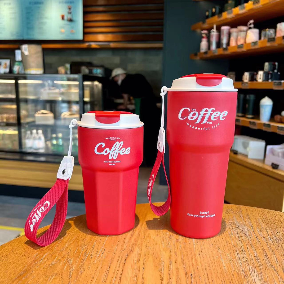 Stainless Steel Vacuum Coffee Mug with leak-proof lid, double-wall insulation, available in 420ml and 620ml for travel, office, and daily use