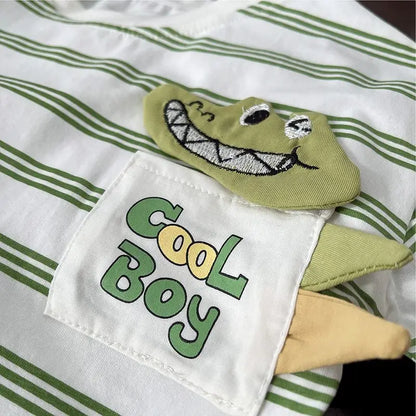 Summer Children Clothes Boys Girls Short-sleeved Striped T-shirt +Shorts 2Pcs Set Babies Fashion Round Neck Outfits Kids Suits