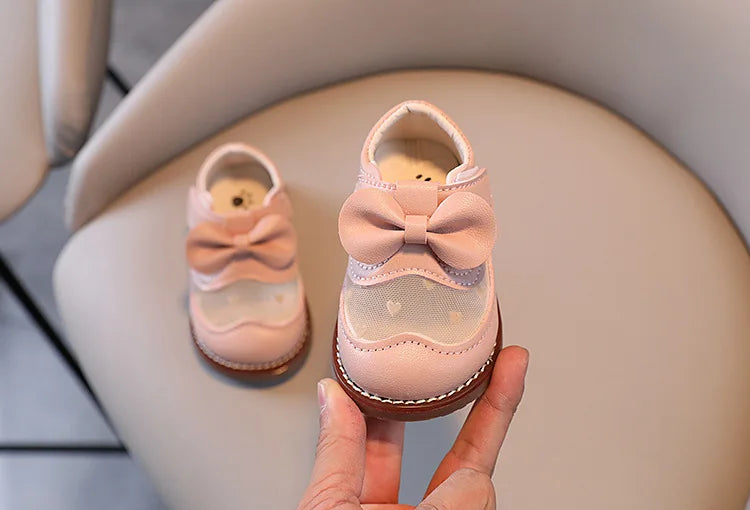 2025 Kids Shoes Baby Girl Walking Shoes with Breathable and Non Slip Mesh Bow Princess Shoes with Non Slip Soft Soles