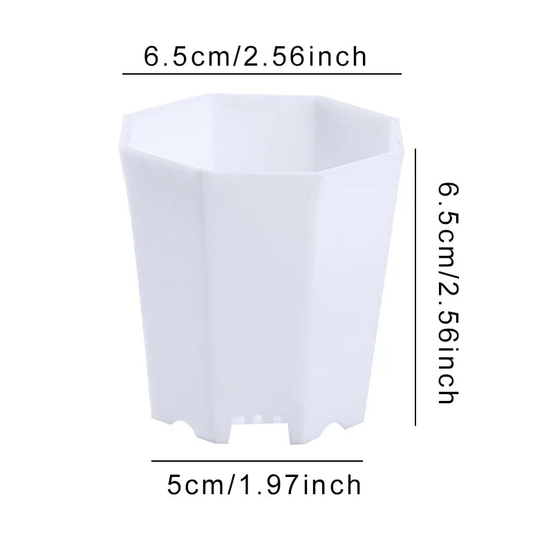 Octagonal Flowerpot Plastic Flower Pots Set White Plant Pot with Drainage Holes Indoor Outdoor Succulents Growth Pots ZYF