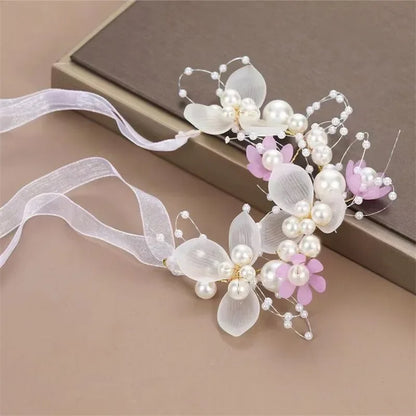 Elegant Girls Headband Lmitated Pearl Hair Headdress Baby Girls Flower Wreath Bride Garland Head Hoop Wedding Headbands Hair