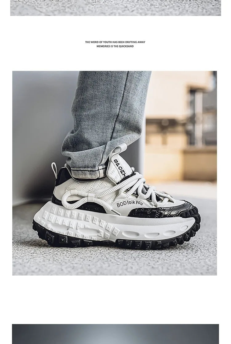 New Thick Soled Height Increasing Men's Casual Shoes 2025 Spring Color Blocked Comfortable Fashion Trend Low Cut Chunky sneakers