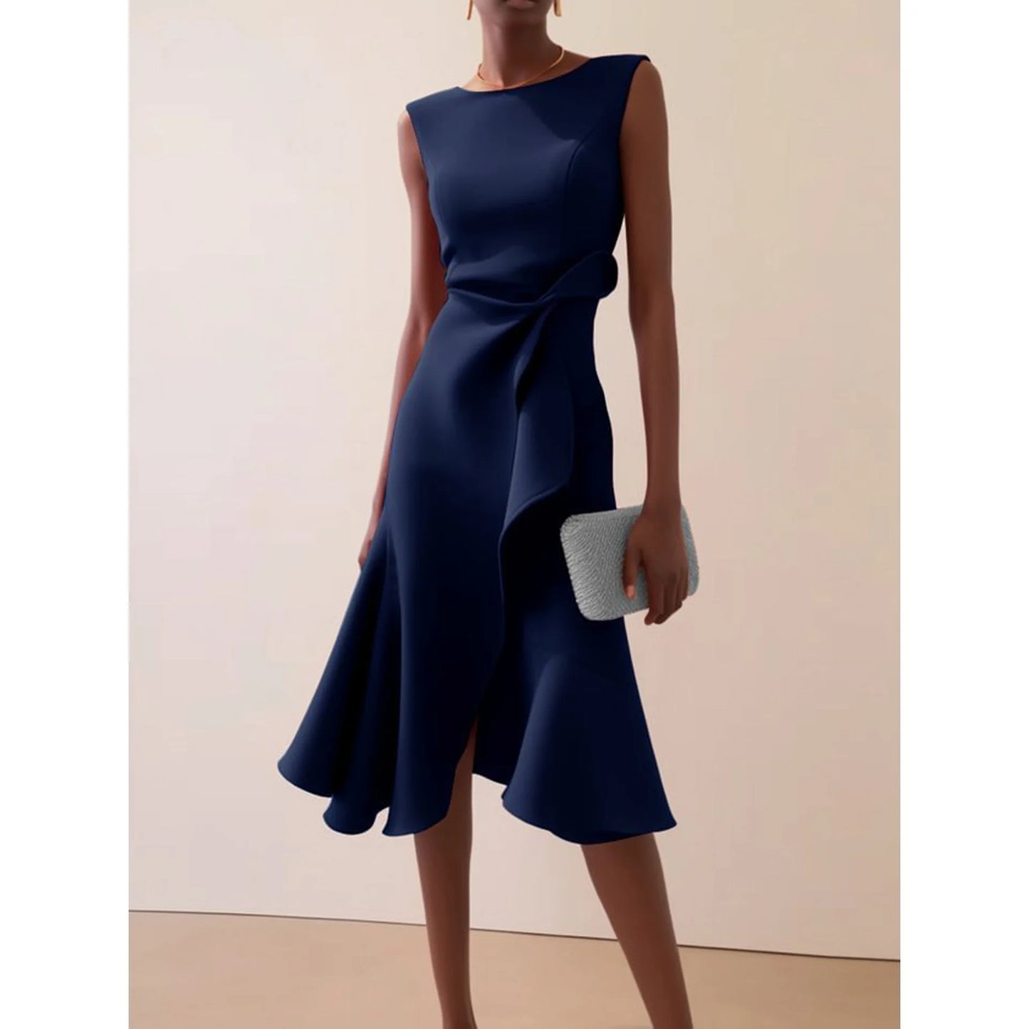 Elegant Women's Evening Dress Autumn Winter Temperament Fashionable Clothing Sleeveless High Waist Personalized Long Dresses