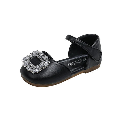 Fashion Causal Kids Party Dress Sandals Rhinestone Children's Ballet Flat Sandals Hook Loop