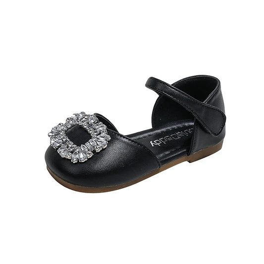 Fashion Causal Kids Party Dress Sandals Rhinestone Children's Ballet Flat Sandals Hook Loop