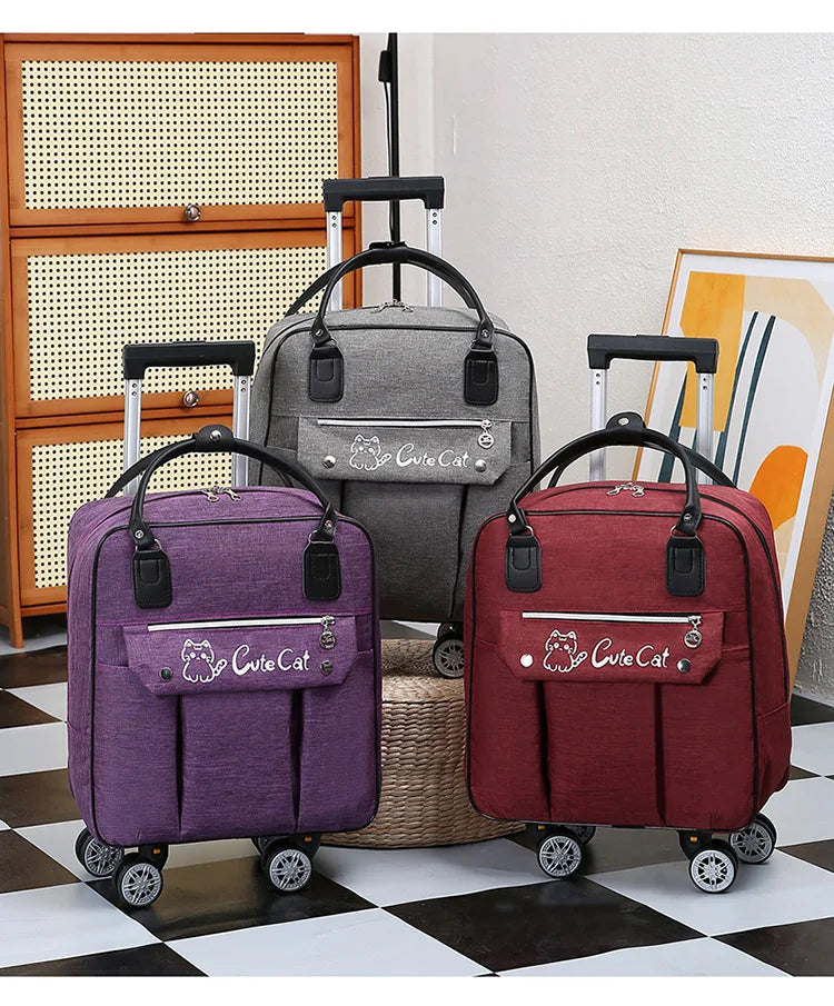 Portable Travel Luggage Bags 4 Wheels Big Capacity Unisex Trolly Travel Duffels Men New Rolling Suitcase Women Wheel Travel Bags