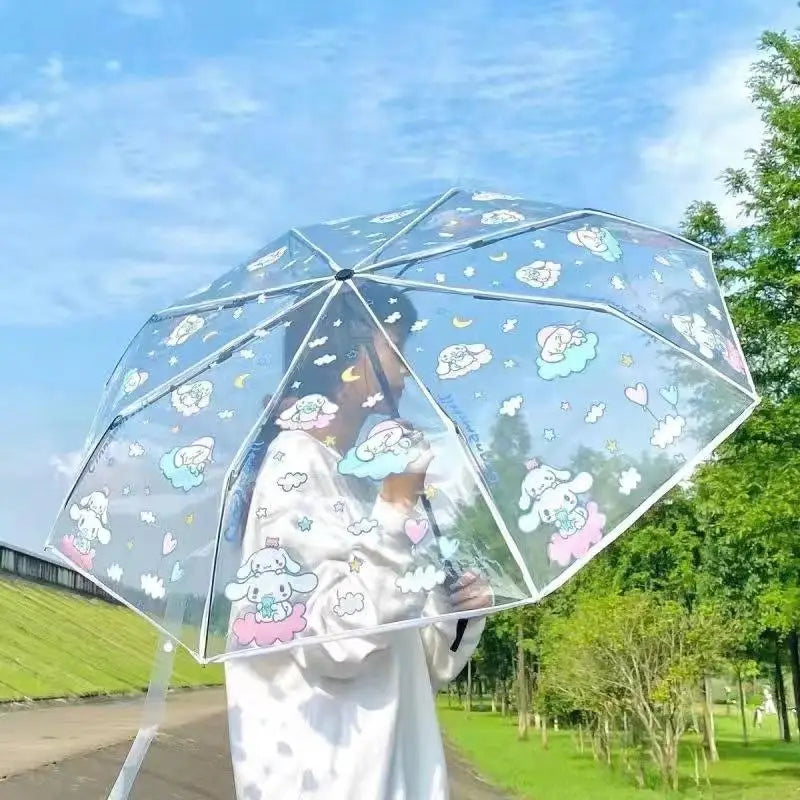 Sanrio Kuromi Folding Umbrella Cinnamoroll Printed Windproof Kawaii Mini Storage Girl Gift Rainy Outing Portable Lightweight Y2K