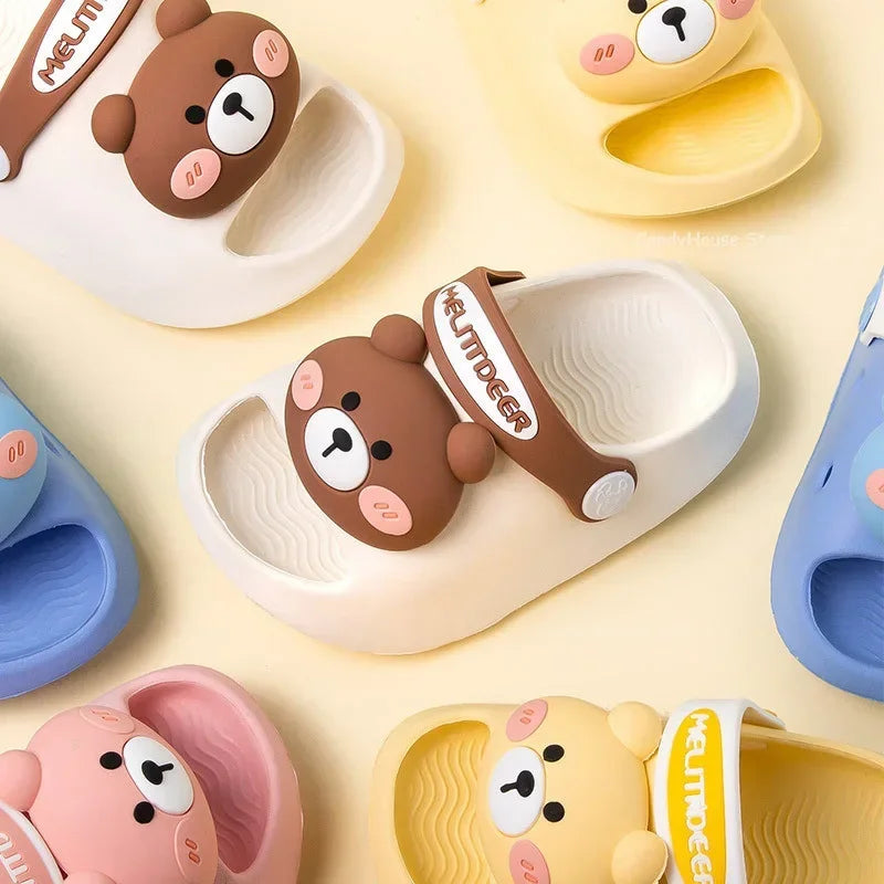 Newborn Baby Slippers Kids Shoes Summer Cute Animal Cartoon Bear Boys Girls Infant Child Comfortable Non-slip Sandals Kids Shoes