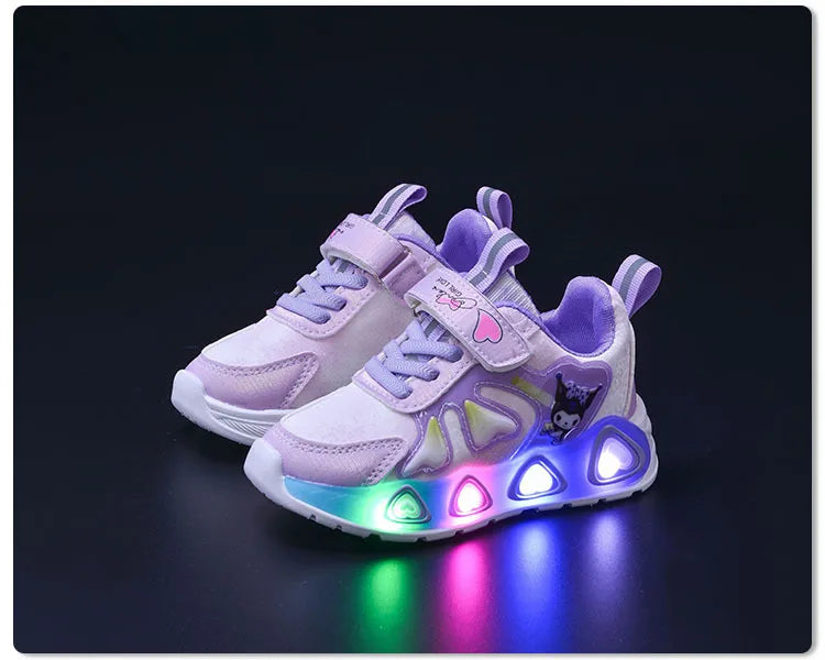 Tenis Children Led Shoe Girls Lighted Sneakers Glowing Shoe for Kids Soft Soled Breathable Casual Toddler Ctue Kuromi Baby Shoes