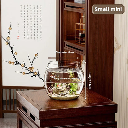 PET Transparent Fish Tank  Durable Desktop Goldfish Turtle Tank Drop-Resistant Hydroponic Plant Holder  Round Water Basin