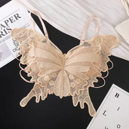 Sexy Butterfly Lace Bras For Women Backless All-in-one Bralette Woman Underwear Female Lingerie Flower Hollow-out Bra Brassiere