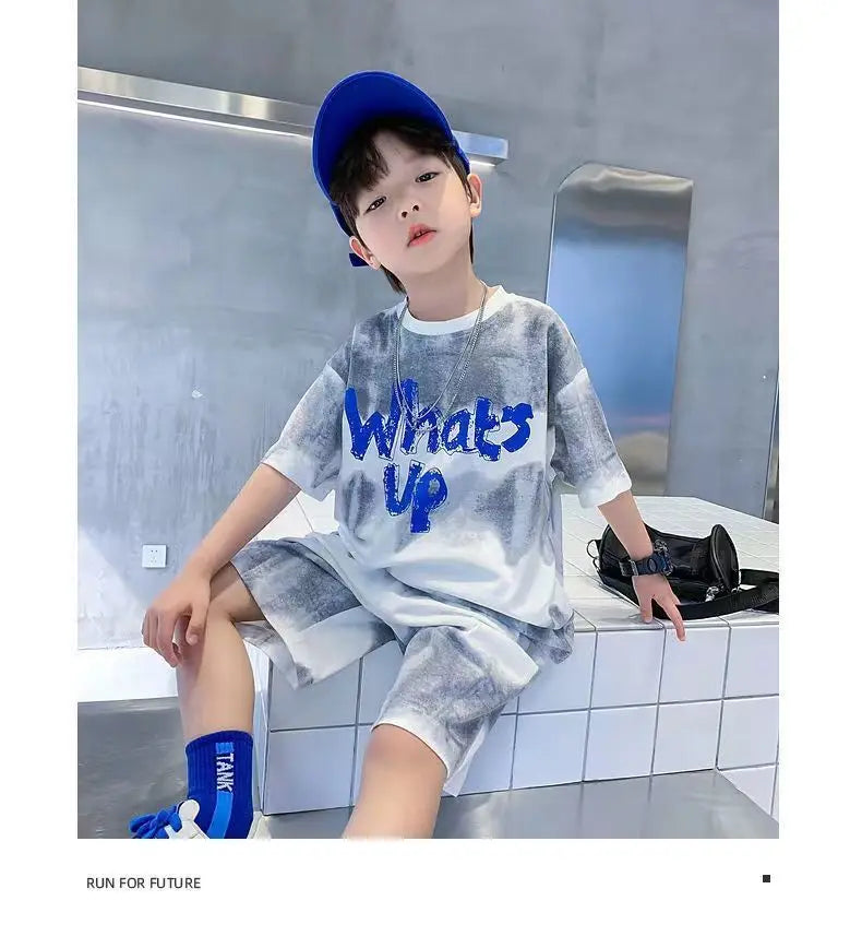 Teenage Boy Set kid clothing Suit Cotton Summer Outing Clothes Top Shorts 2PCS Clothing for Children's