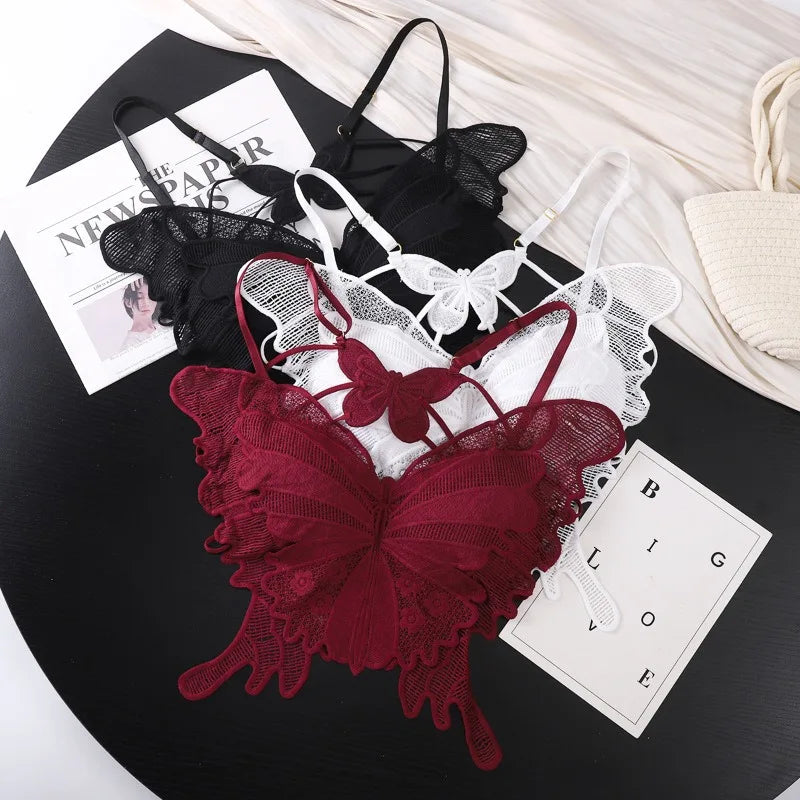 Sexy Butterfly Lace Bras For Women Backless All-in-one Bralette Woman Underwear Female Lingerie Flower Hollow-out Bra Brassiere
