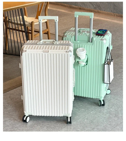 Large Capacity 28 inch Aluminum Frame Suitcase Durable Trolley Case with Universal Wheels, 24 Business Travel Suitcase