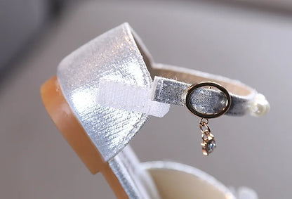 Girls Sandals Princess Single Shoes Rhinestone Butterfly Dance Kids Shoes Glitter Leather Party Dress Wedding Shoes E615