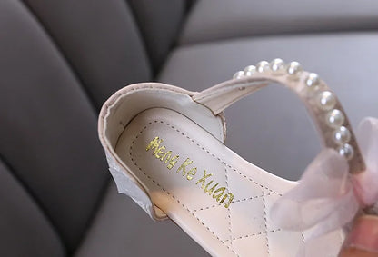 Luxury Girl Shoes Sweet Children's Causal Leather Shoes Fashion Bowtie Kids Versatile Princess Wedding Party Sandals Hook Loop