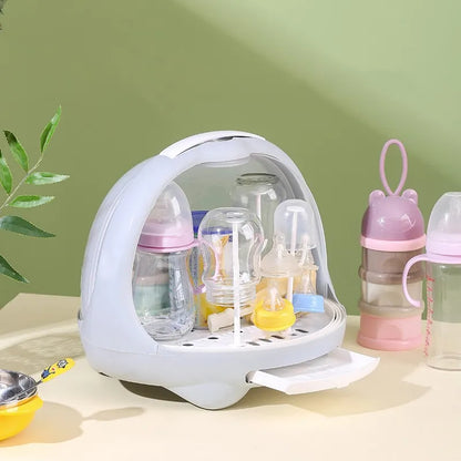 Baby Feeding Bottle Drying Rack Baby Bottle Holder Storage Box with Anti-dust Cover Dustproof Nursing Tableware Container