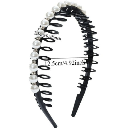 Wild Girls  Non-slip Rhinestone Toothed Pearl Headband Hair Band Hair Accessories Wash Face Hair Hoop