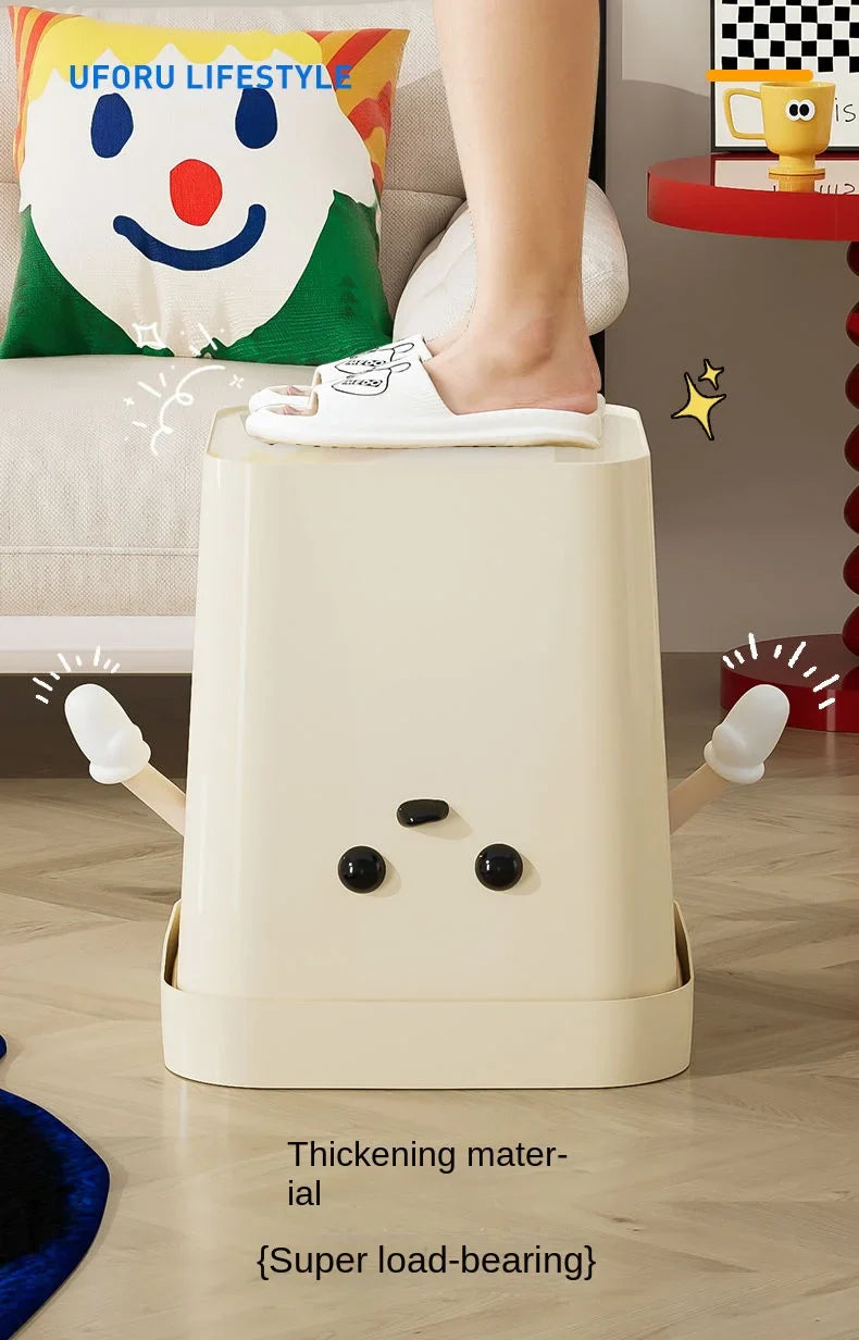 Cartoon cute creative trash can household high value living room kitchen garbage storage bucket bathroom bedroom wastebasket