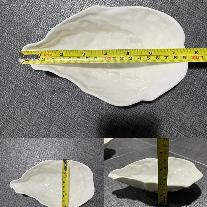 Pure White Oyster Bowl Plate Irregular Ceramic Bowl Shaped Salad Fruit Bowl Main Course Decorative Plate Household Tableware