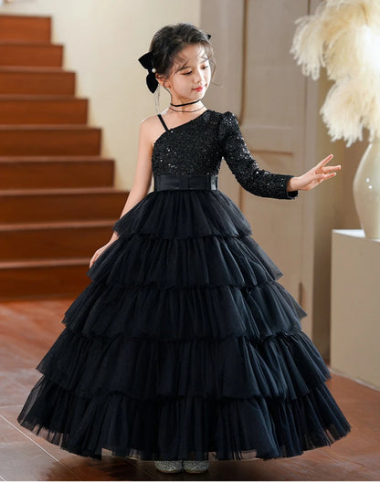 Girls' Long Princess Dress For Birthday Party Children's Fashion Show Dress Performance Evening Gown Clothing For Kids 4-12Y
