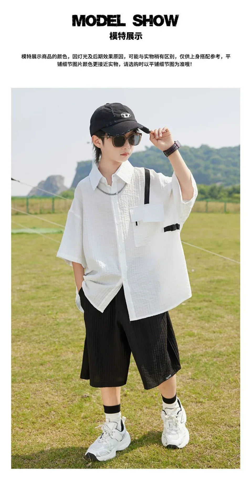 New Children Summer Thin Short Sleeved Shirt Shorts Two Piece Set Children Stylish Clothing Trend