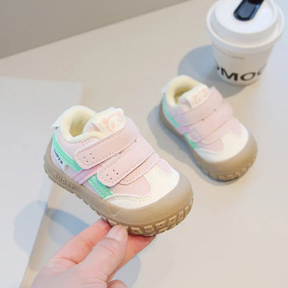 Baby Sneakers Warm Fur Inside Infant Shoes Autumn Winter Little Boys Girls Casual Shoes For Baby Pink, Yellow