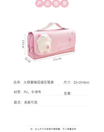 3D Kawaii Pencil Case Girls Decompression Pen Pouch Cute Waterproof School Supplies Aesthetic Organizer Box  Korean Stationery